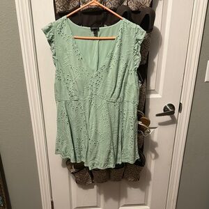 Green Eyelet Women's Top